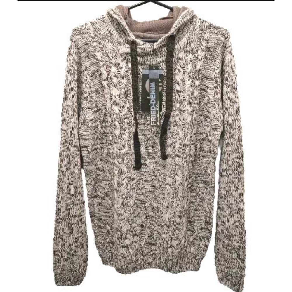 Fried Denim‎ Knit Hoodie Pullover Sweater Casual Warm Layering XL